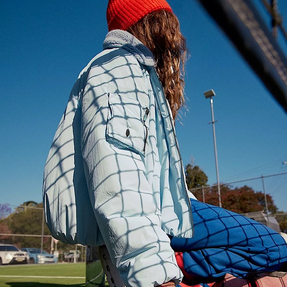 NEW Free People Outpost Bomber Jacket In Boardwalk Blue - Picture 1 of 14